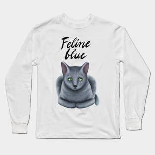 Feline blue Long Sleeve T-Shirt